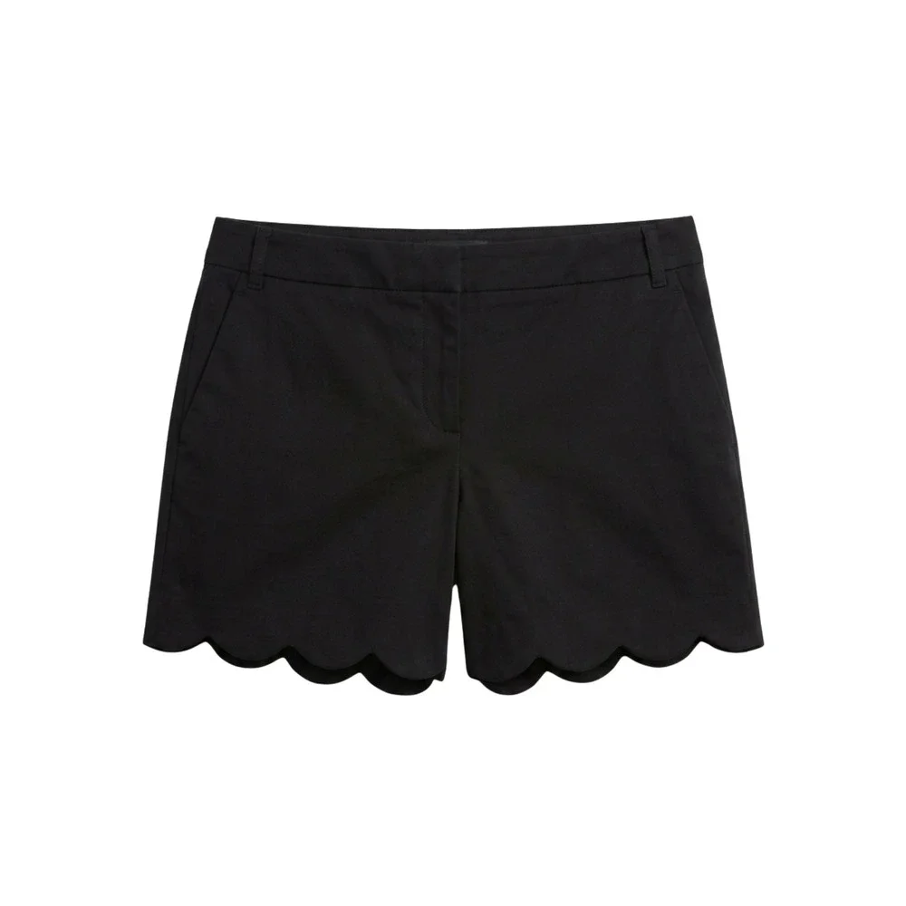 Dalia Collection Womens Black Scalloped Hem Modern Fit Shorts Size 6‎ Pockets